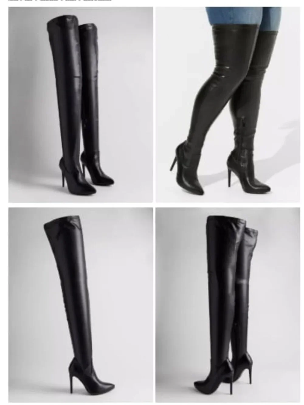 Stretch Pointed Toe Stiletto Over‑the‑Knee Boot (Black, Size 13 WW)
